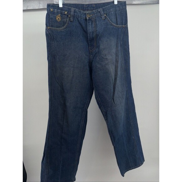 Eight 732 Jeans Mens 38x34 Stretch Embroidered Pockets Straight Leg Y2K Denim - Picture 10 of 10